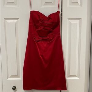 Showstopper! Elegant Red Satin Strapless Dress